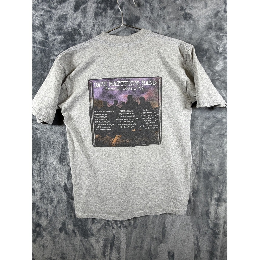 Dave Matthews Band Summer Tour Shirt Mens Medium Gray 2002 Concert Tee Vintage